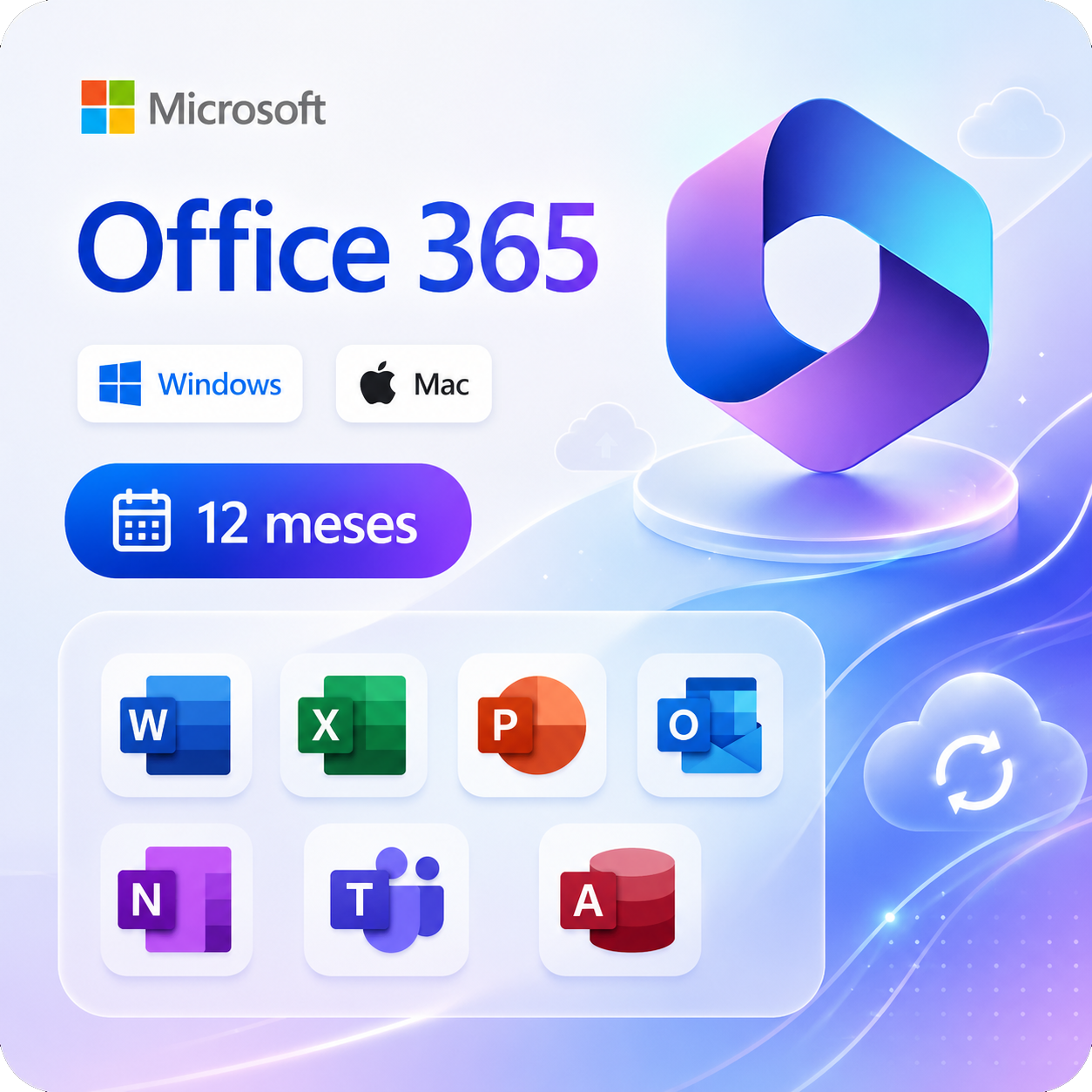 Microsoft 365 - 12 Meses - 5 Dispositivos (Cuenta)